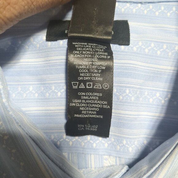Claiborne Mens Light Sky Blue Long Sleeve Striped Button Down Up Dress Shirt XL - Picture 6 of 6